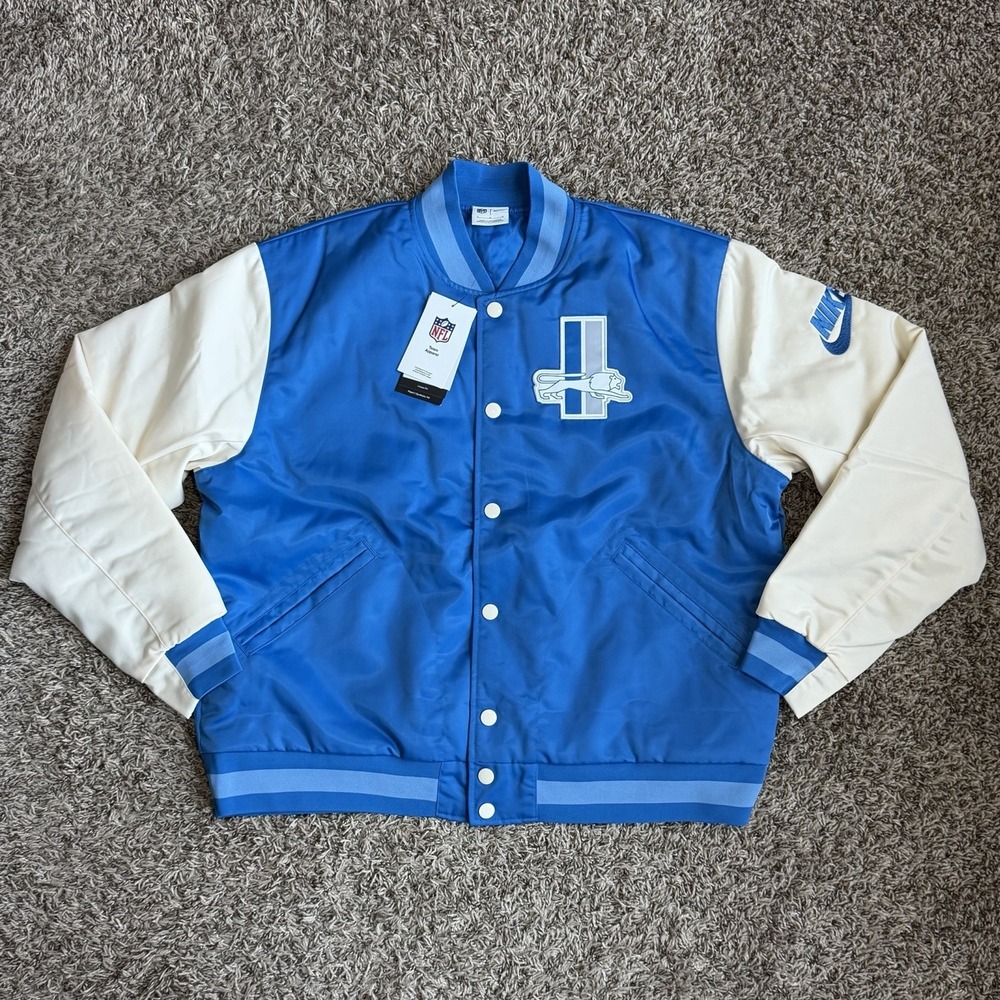 Nike Detroit Lions Knit Trim Legacy Rewind Bomber Jacket Men's Size Large NEW